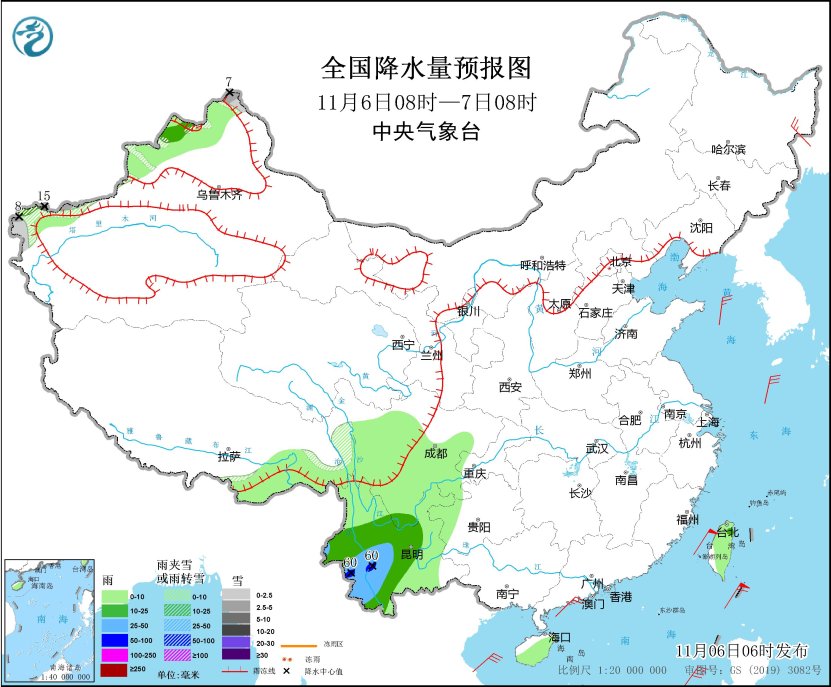 云南等地有较强降水  新疆有雨雪天气